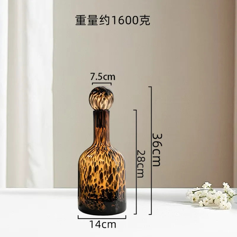 Afralia™ Leopard Print Glass Vase: Stylish Terrarium & Home Decor Accessory
