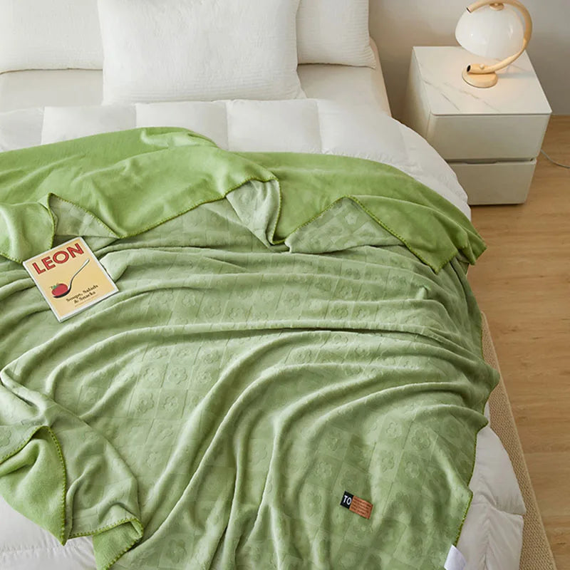 Afralia™ Jacquard Milk Velvet Air Conditioning Blanket | All Seasons Warmth & Travel Shawl