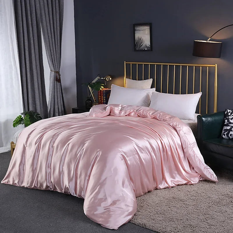 Afralia™ Mulberry Silky Queen Duvet Cover Smooth Luxury Satin King Size Blanket