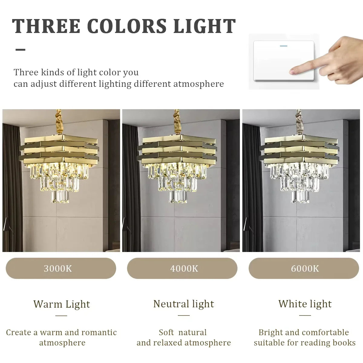 Afralia™ Modern Crystal Ceiling Chandelier 3 Level Pendant Light for Living Room