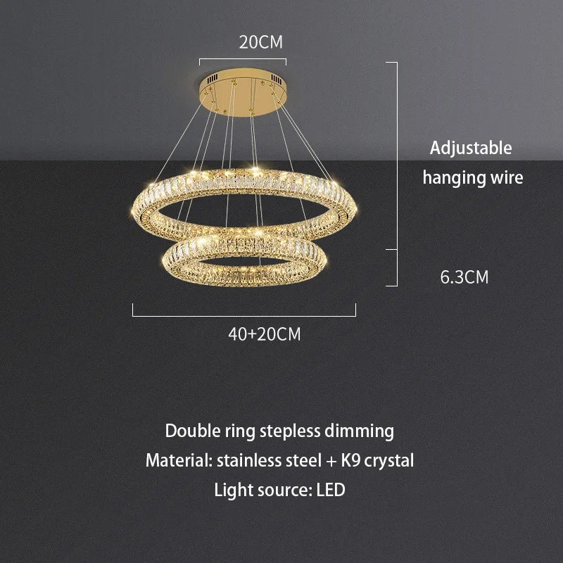 Afralia™ Ring Crystal Chandelier: Luxury Living Room Light for Modern Ambiance
