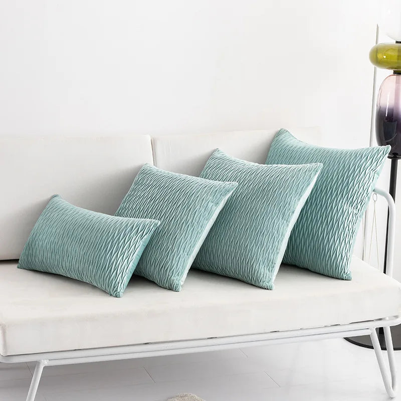 Afralia™ Velvet Striped Pleated Square Pillowcase