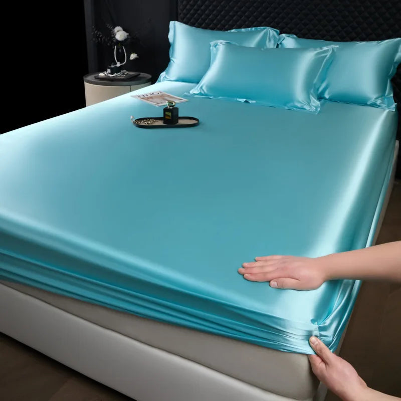 Afralia™ 100% Mulberry Silk Fitted Sheet Set with Pillowcase - Luxury Solid Color Silk Bed Linen