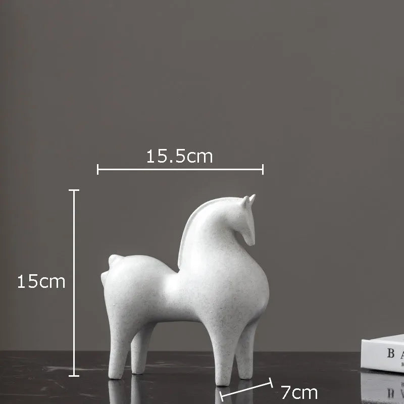 Afralia™ Modern White Horse Resin Sculpture Desk Ornament Minimalist Statue Aesthetic Decor