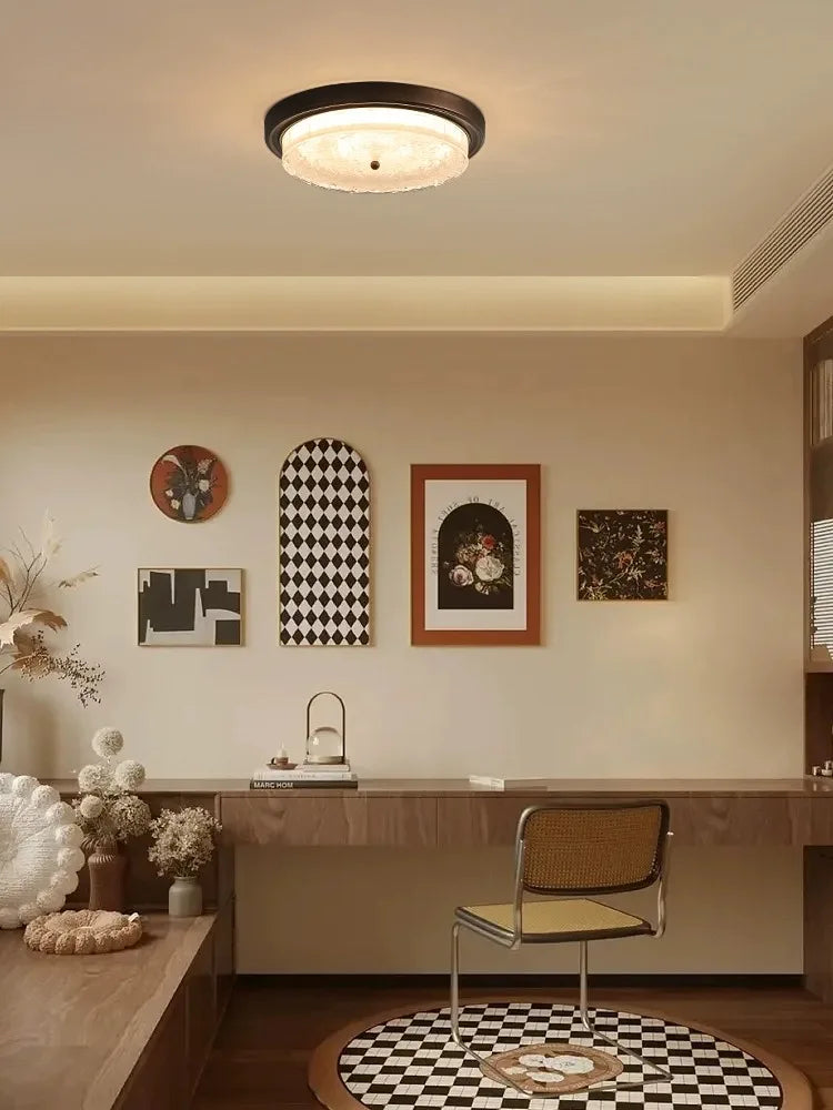 Afralia™ Retro Bronze Glass Ceiling Lamp for Bedroom Living Room Decor