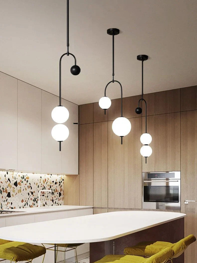 Afralia™ Glass Suspension Kitchen Island Chandelier Ceiling Pendant - Modern Living Room Hanging Light