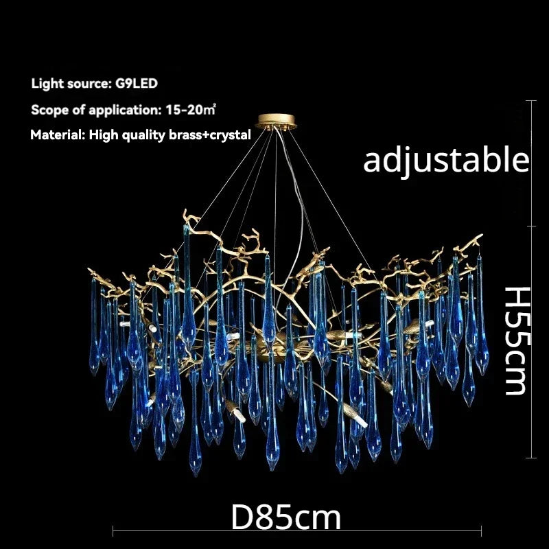 Afralia™ Blue Crystal Chandelier with Customizable Color for Luxury Indoor Lighting