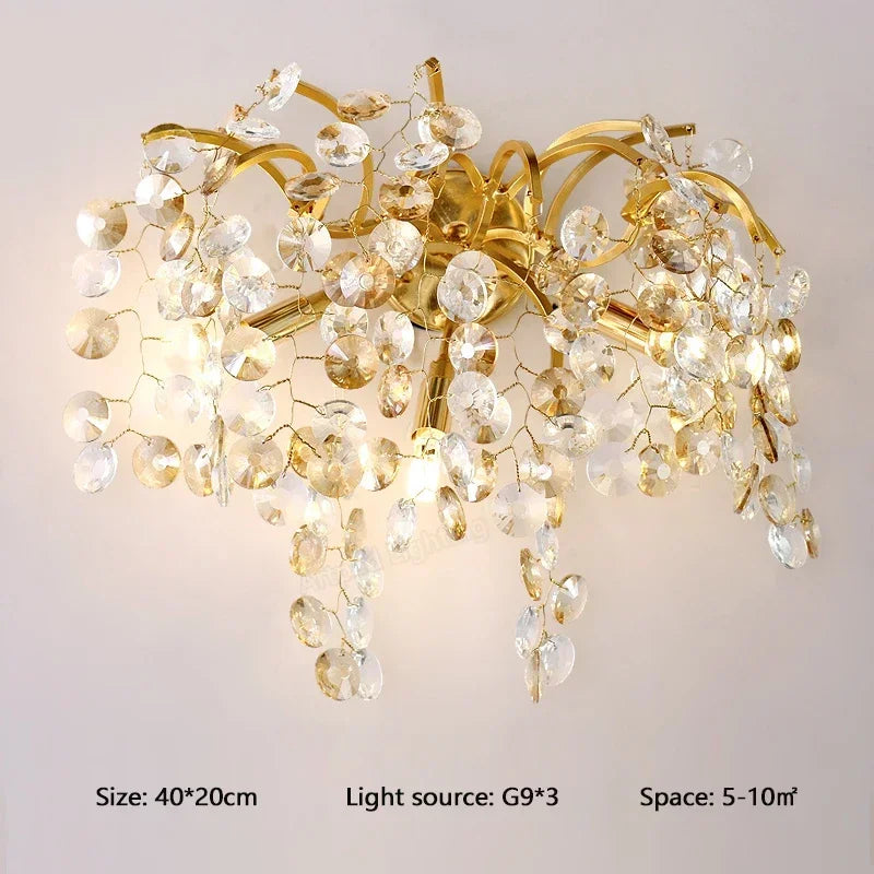 Afralia™ Nordic Crystal LED Wall Light: Modern Gold Living Room Decor & Bedroom Bedside Lamp