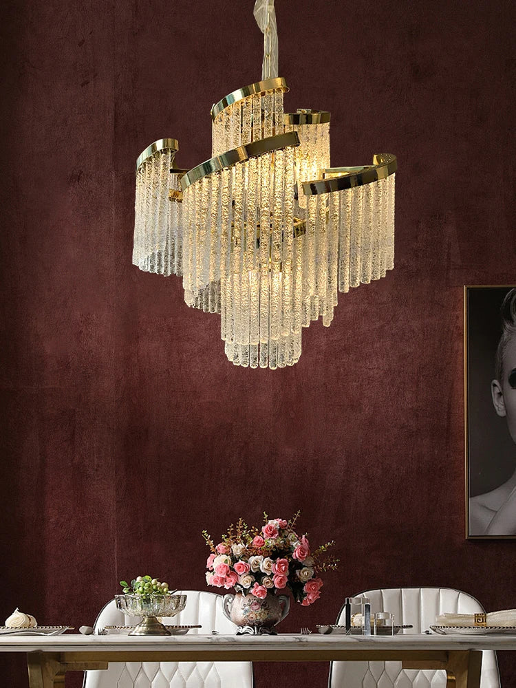 Afralia™ Icicle Glass Chandelier: Handmade Luxury Indoor Hanging Lamps for Living Room