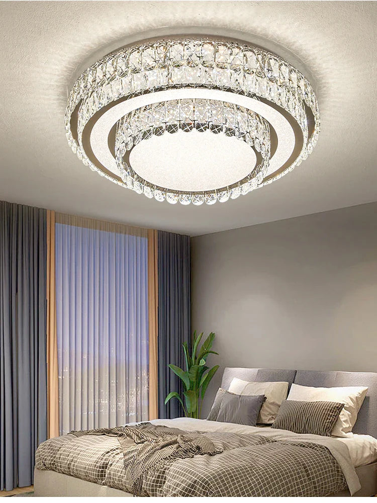 Afralia™ Modern Crystal LED Ceiling Lights for Bright Living Room Decor