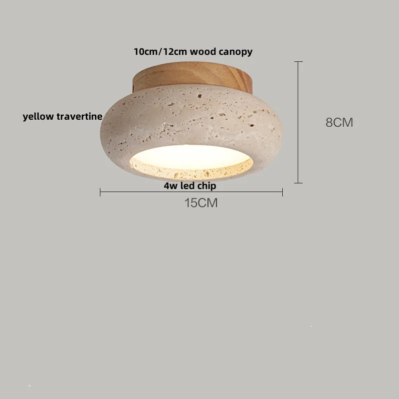 Afralia™ Yellow Cave Stone LED Ceiling Lamp Wood Canopy G9 White Glass
