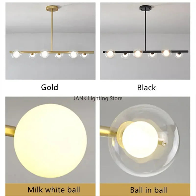 Afralia™ Glass Ball Chandelier - Modern LED Pendant Lamp for Home Decor