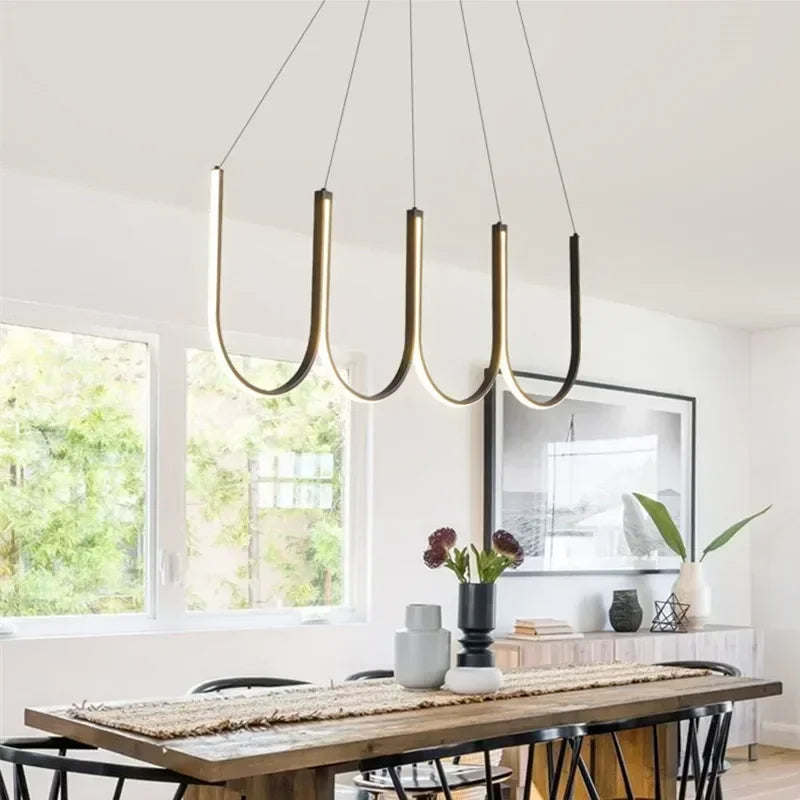 Afralia™ Modern Black Aluminium LED Pendant Chandelier for Foyer, Adjustable Lighting Solution