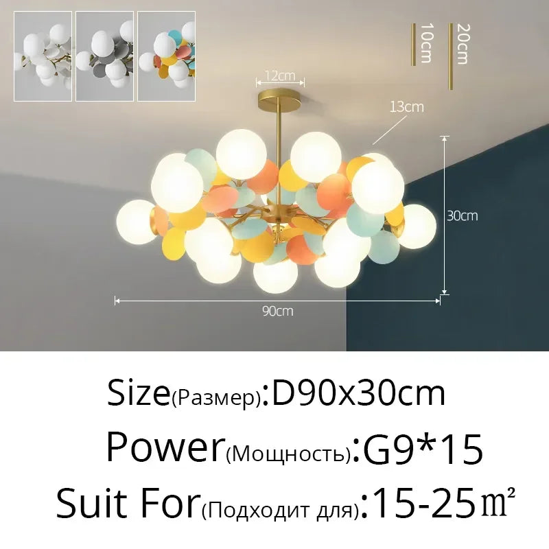 Afralia™ LED Colorful Chandelier for Living Room Bedroom Dining Modern Flash Bulbs