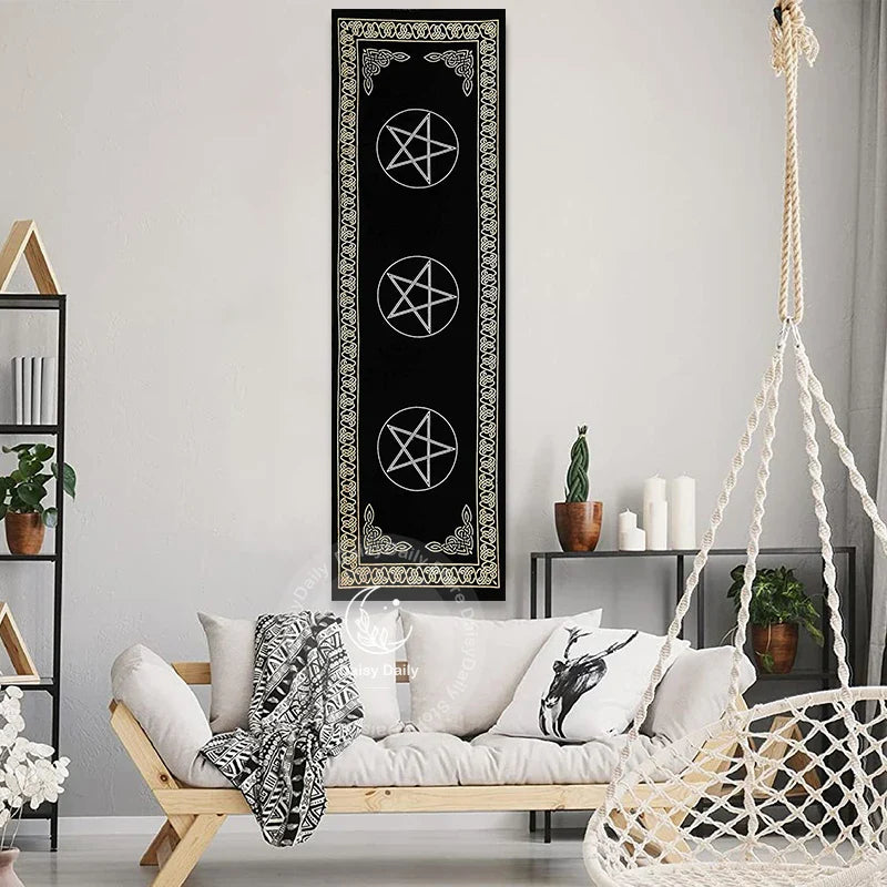 Afralia™ Indian Three Pentagram Tapestry Wall Hanging for Boho Room Decor