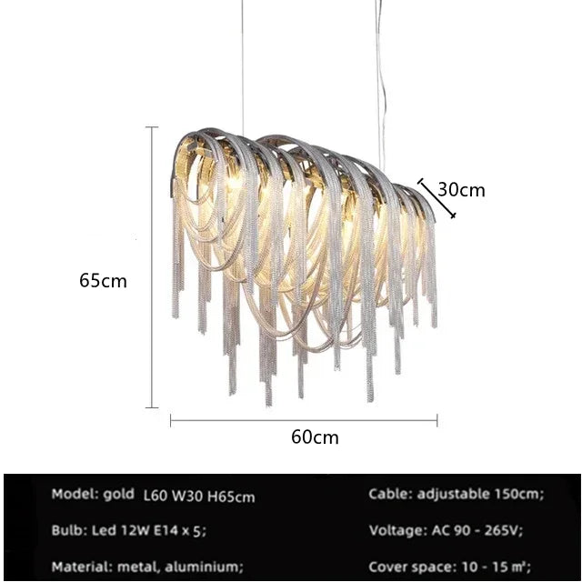 Afralia™ Modern Tassels LED Chandelier for Living Room Dining Bedroom Pendant Lights