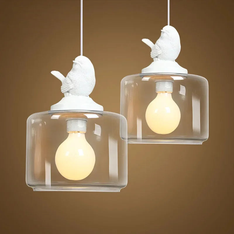 Afralia™ Bird LED Glass Chandeliers - Modern Creative Restaurant Ceiling Lights