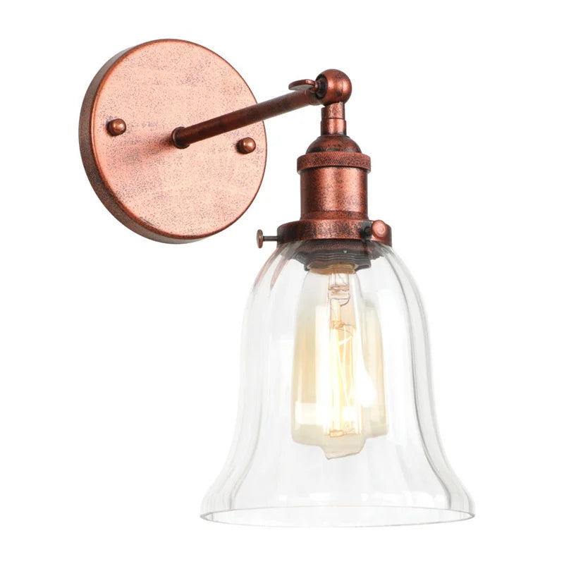 Afralia™ Loft Clear Glass Rustic LED Wall Light - Industrial Style Iron Wall Lamp