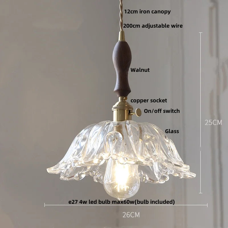 Afralia™ Clear Glass Knob Switch LED Pendant Light Fixture: Modern Nordic Hanging Chandelier