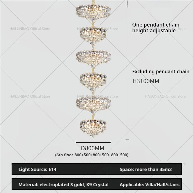 Afralia™ Crystal Duplex Chandelier: New Light Luxury Post-Modern Hall Lighting for High Living Room