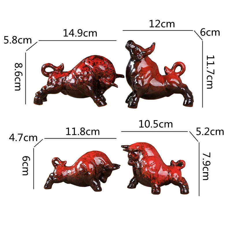 Afralia™ Ceramic Cow Bull Figurine Statue Home Decoration