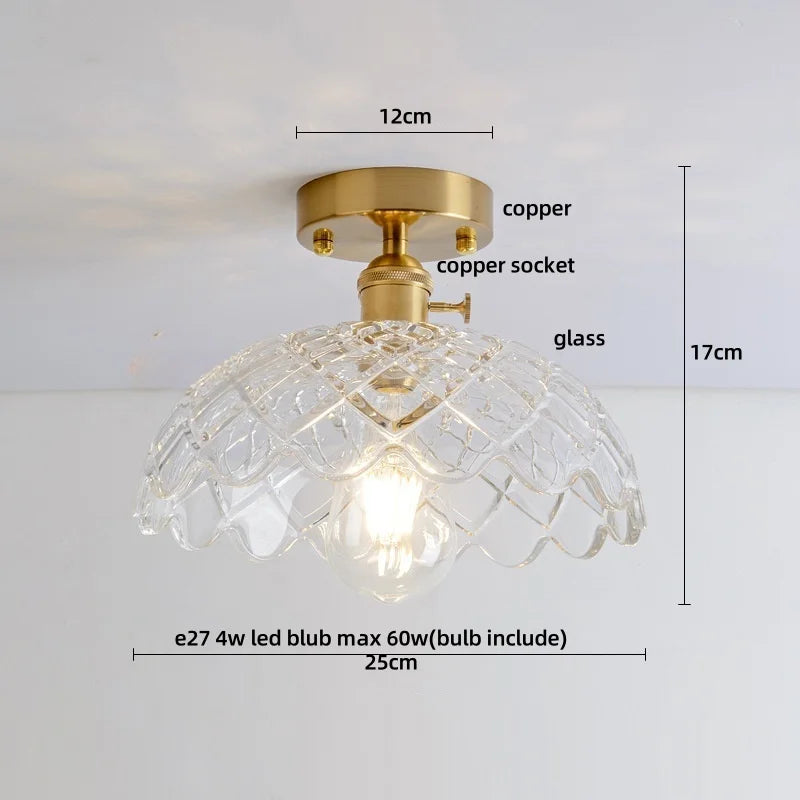 Afralia™ Glass LED Ceiling Light for Living Room, Modern Copper Canopy, Nordic Style Fixtures