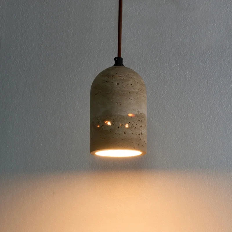 Afralia™ Yellow Travertine LED Pendant Lights: Modern Nordic Hang Lamp for Home Decor