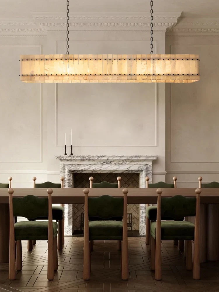 Afralia™ Marble Round LED Ceiling Chandelier Dimmable E14 Bulbs for Living Room