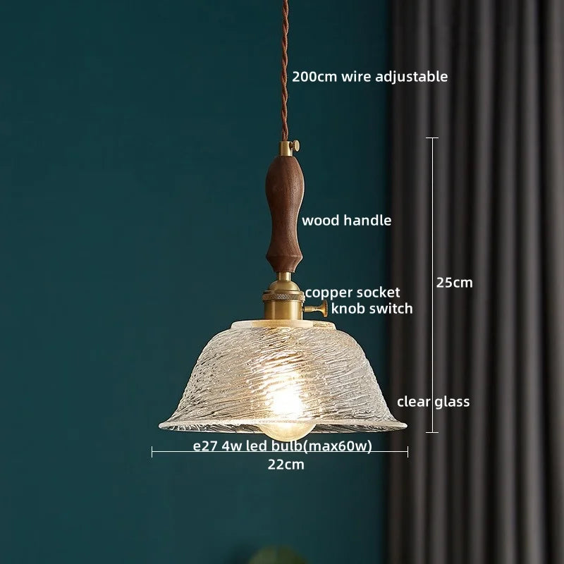 Afralia™ LED Pendant Lamp Elegant Copper Glass Modern Style Hanging Light Fixtures
