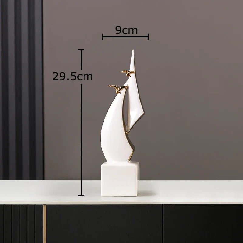 Afralia™ Sailboat Resin Sculpture Desk Decoration Modern Artwork Ornaments Glass Crafts