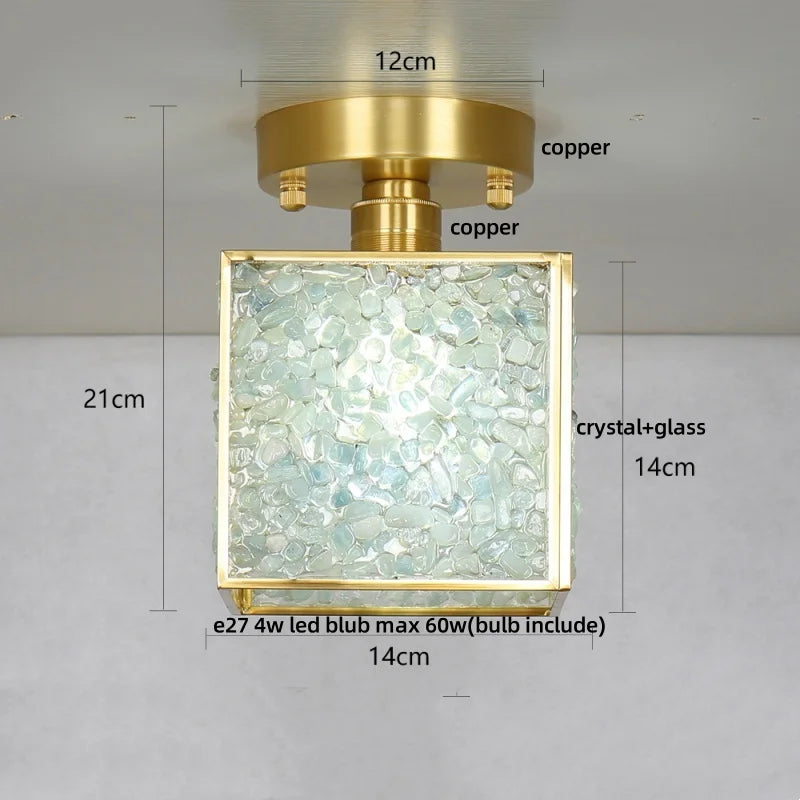 Afralia™ Copper Glass LED Ceiling Light - Luxury Crystal Modern Fixture