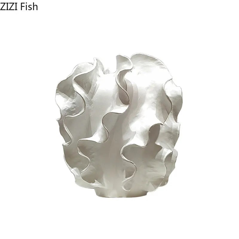 Afralia™ Wave Wrinkle Resin Vase | Abstract Crafts Flower Pot | Desk Decoration | Artistic Floral Arrangement