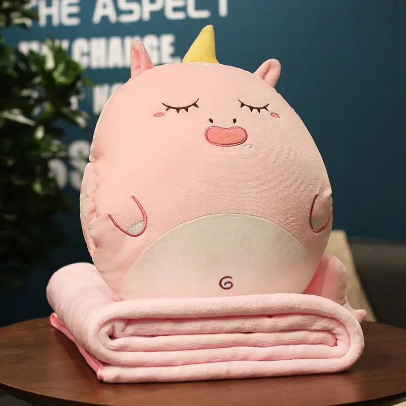 Afralia™ Cartoon Animal Throw Pillow Blanket: Two-in-one Multi-functional Home Office Summer Blanket