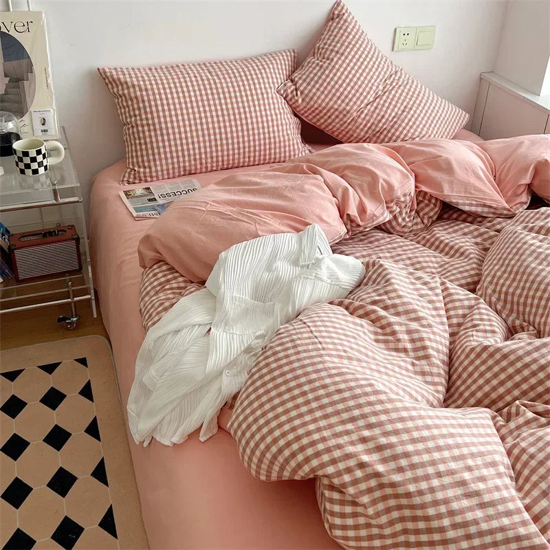 Afralia™ Japanese Style Cotton Printed 4Pcs Bedding Set with Double-Sided Design