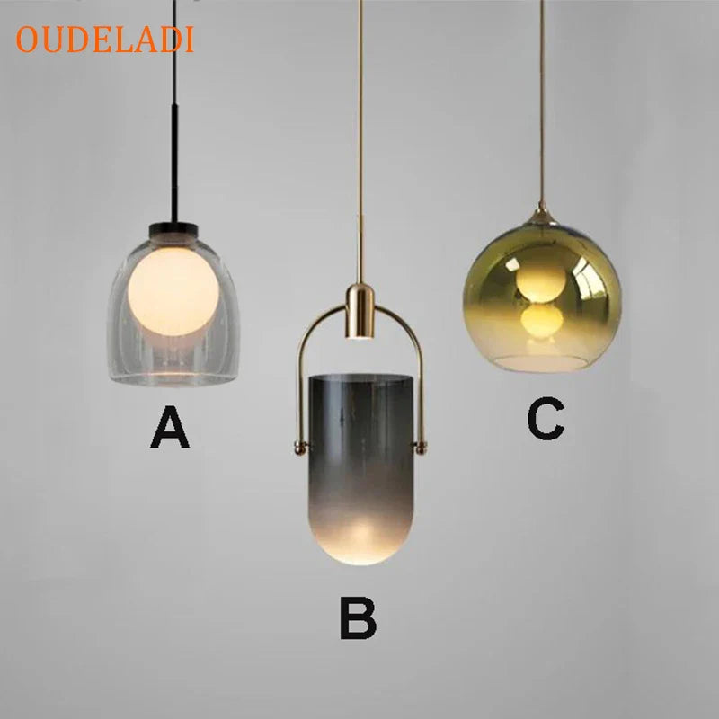 Afralia™ Nordic Glass Pendant Lights: Modern LED Hanging Luminaires for Kitchen, Dining, Living Room