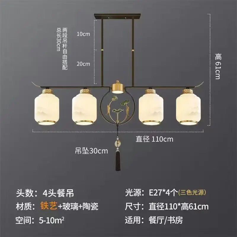 Afralia™ Chinese Zen Chandelier for Home, Hotel, and Restaurant Living Room Lighting