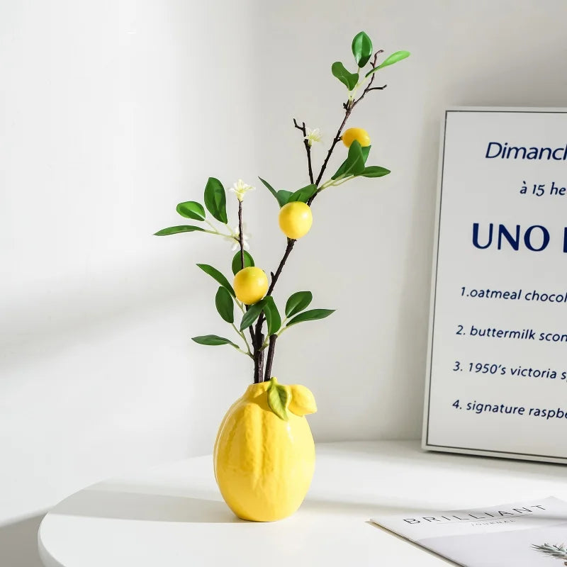 Afralia™ Lemon Flower Vase: Ceramic Vase for Home Decoration and Floral Arrangements