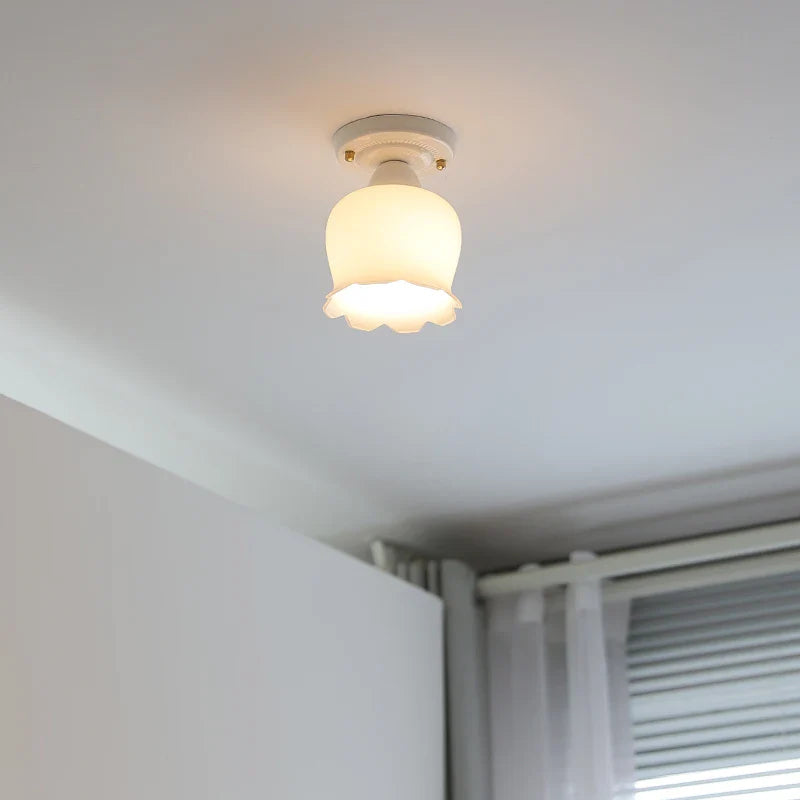 Afralia™ Ceramic LED Ceiling Light Creamy White Nordic Indoor Lighting Fixture