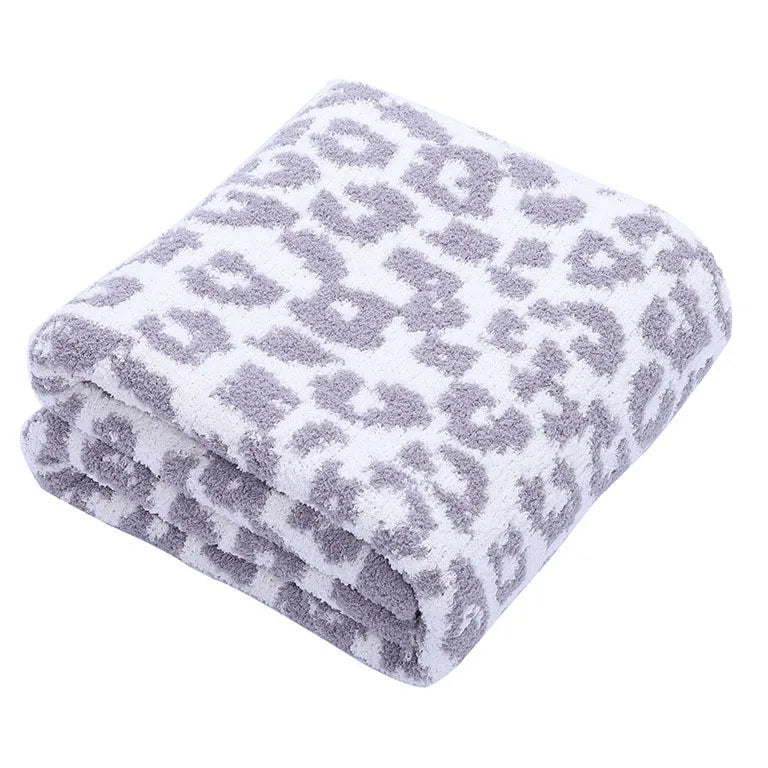 Afralia™ Leopard Print Knitted Fleece Blanket: Super Soft & Lightweight for Sofa Nap