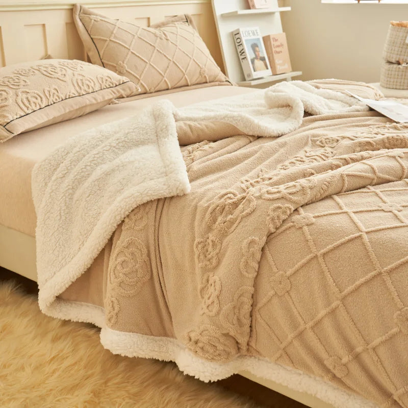 Afralia™ Butterfly Jacquard Double-Layer Wool Blanket: Soft & Warm for Autumn/Winter