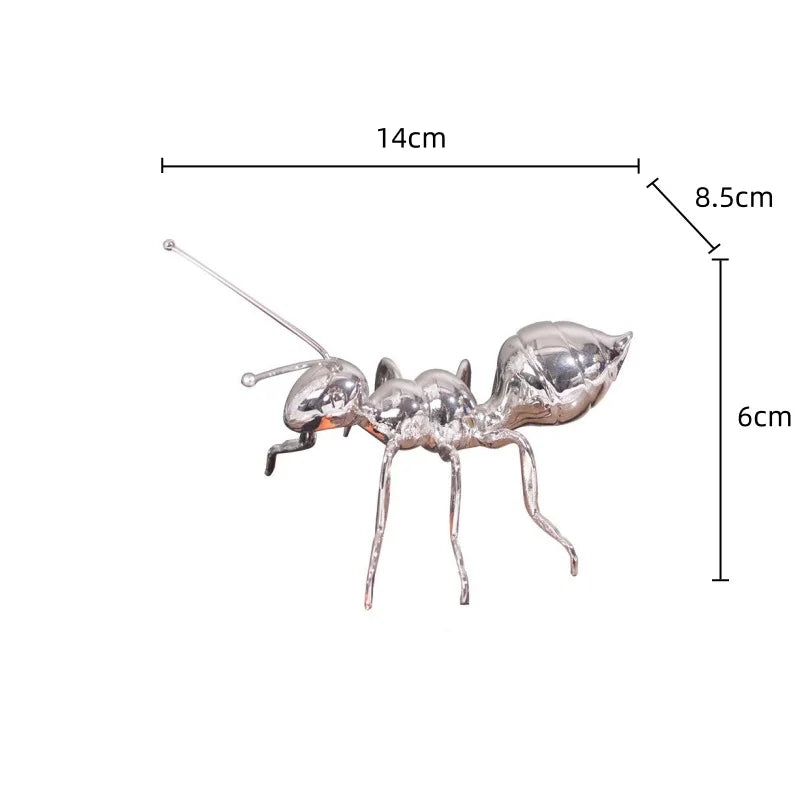 Afralia™ Golden Ant Metal Sculpture Figurine Home Decor Insect Ornament