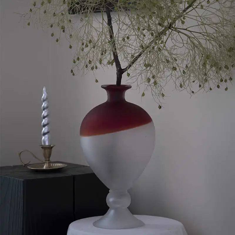 Afralia™ Red Gradient Gourd Glass Vase for Floral Arrangements and Home Decor