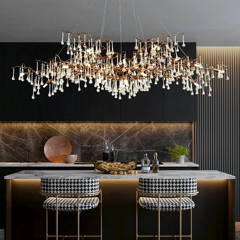 Afralia™ Gold Crystal Chandelier: Modern LED Luxury Lighting for Living Room Villa