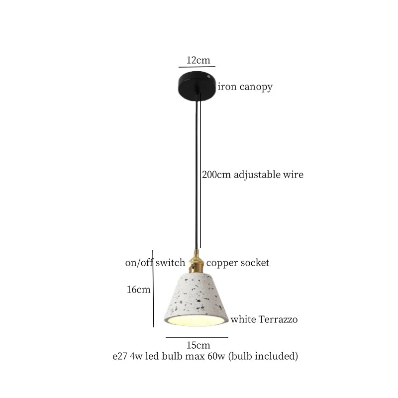 Afralia™ Terrazzo Copper LED Pendant Lamps for Kitchen Loft Bar Living Room