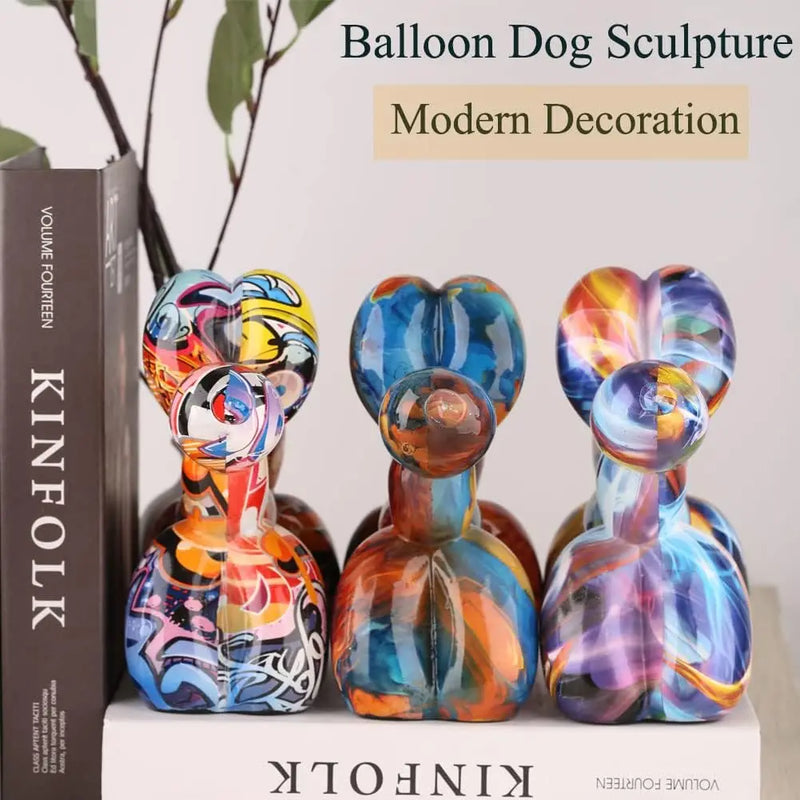 Afralia™ Colorful Balloon Dog Statue | Modern Home Desktop Decoration