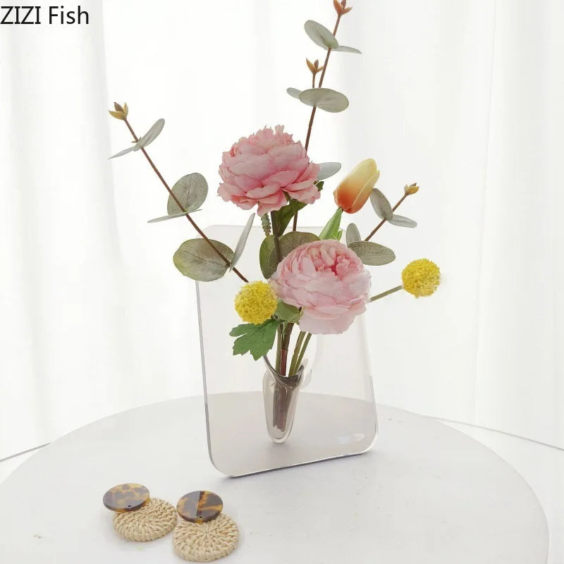 Afralia™ Minimalistic Geometric Square Vase for Stylish Desk Decoration and Floral Arrangement