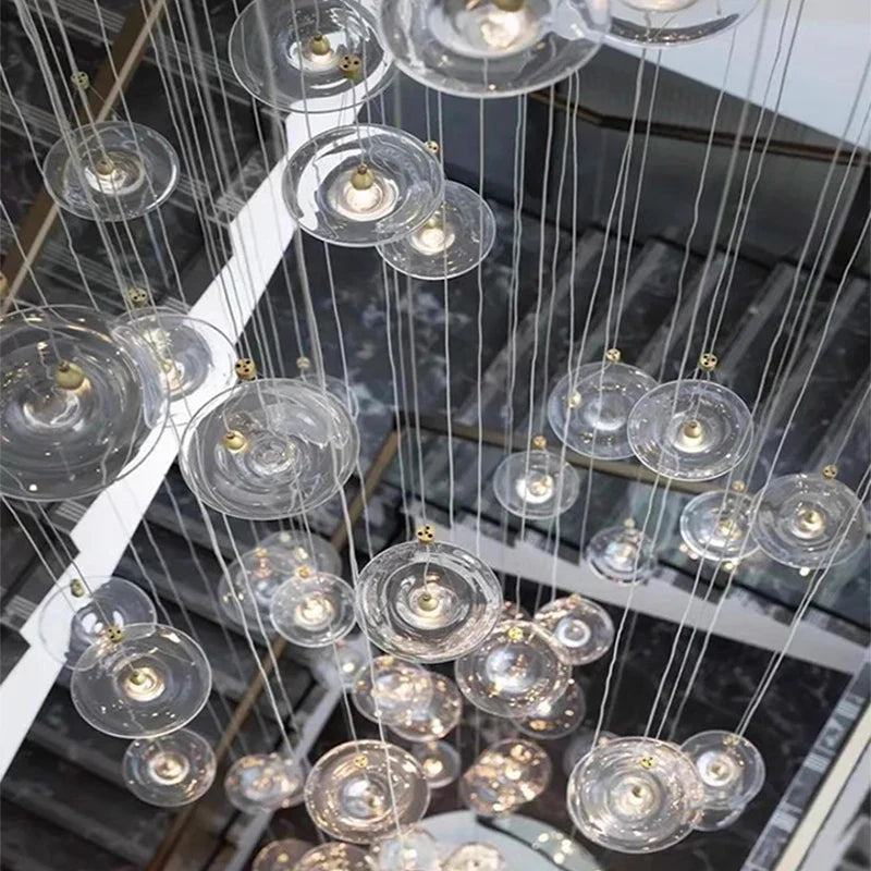 Afralia™ Clear Glass Disk LED Pendant Light - Modern Luxury Restaurant Ceiling Fixture