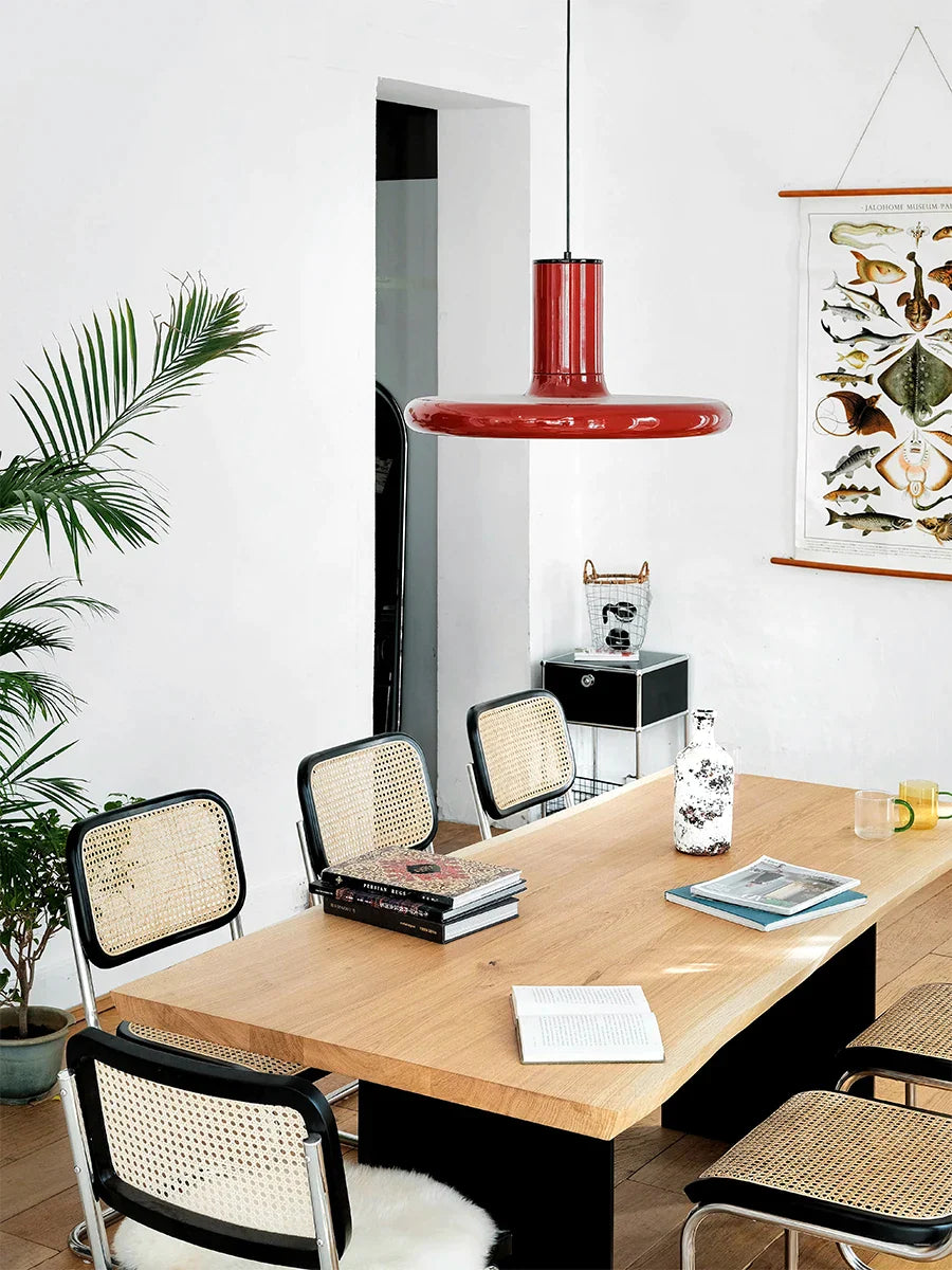 Afralia™ Nordic UFO Red Saucer Pendant Light, Vintage Medieval Living Room Dining Lamp