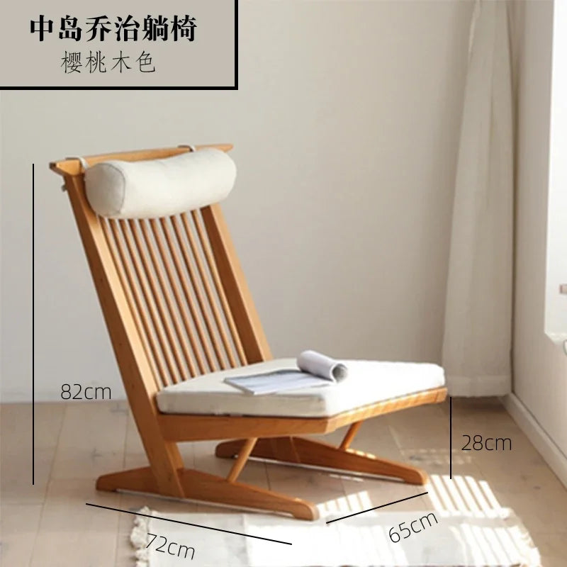 Afralia™ Retro Solid Wood Reclining Rocking Chair for Balcony and Leisure