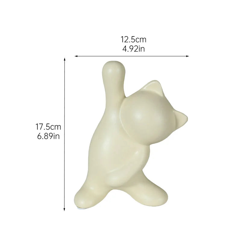 Afralia™ Yellow Yoga Cat Candle Holder Ceramic Aroma Diffuser Home Decoration
